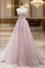 A-Line Pink Tulle Sweetheart Appliques Prom Dresses