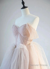 A-Line Pink Tulle Sweetheart Prom Dress Party Dress, Pink Tulle Evening Dress
