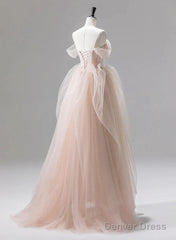 A-Line Pink Tulle Sweetheart Prom Dress Party Dress, Pink Tulle Evening Dress