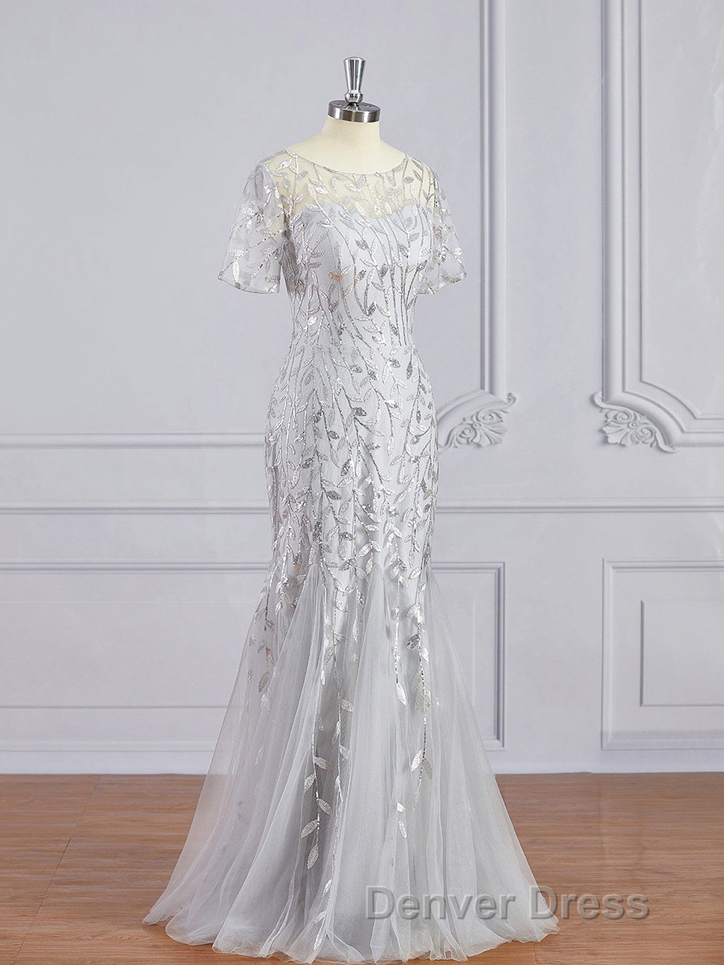 A Line Bateau Floor Length Tulle Mother of the Bride Dresses With Ruffles