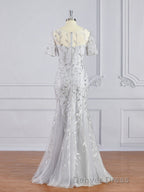 A Line Bateau Floor Length Tulle Mother of the Bride Dresses With Ruffles