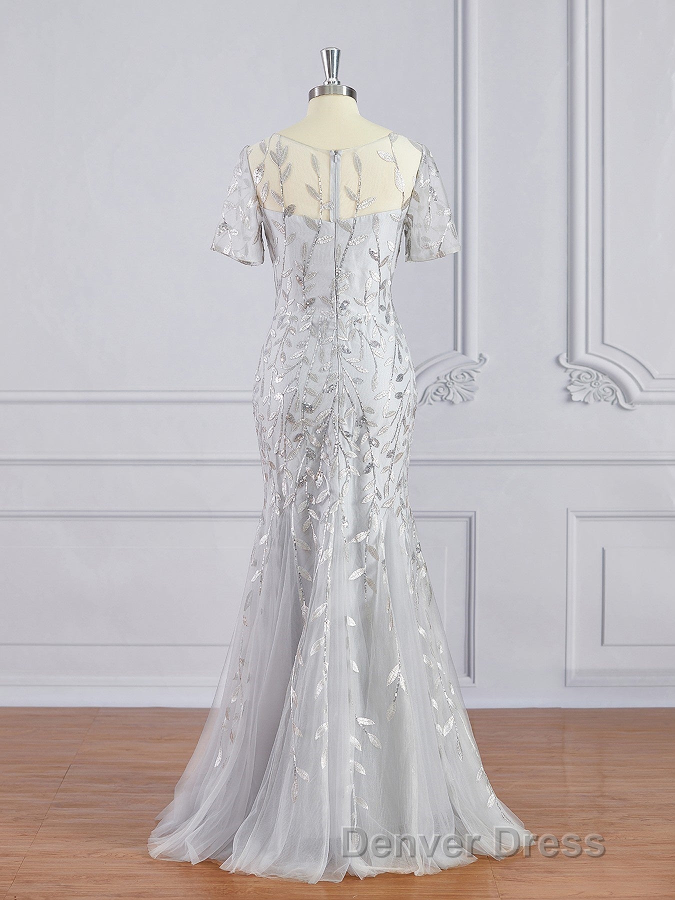 A Line Bateau Floor Length Tulle Mother of the Bride Dresses With Ruffles