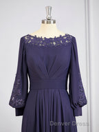 A Line Bateau Asymmetrical Chiffon Mother of the Bride Dresses