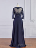 A Line Bateau Floor Length Chiffon Mother of the Bride Dresses With Appliques Lace