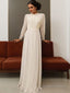 A Line Jewel Floor Length Chiffon Wedding Dresses