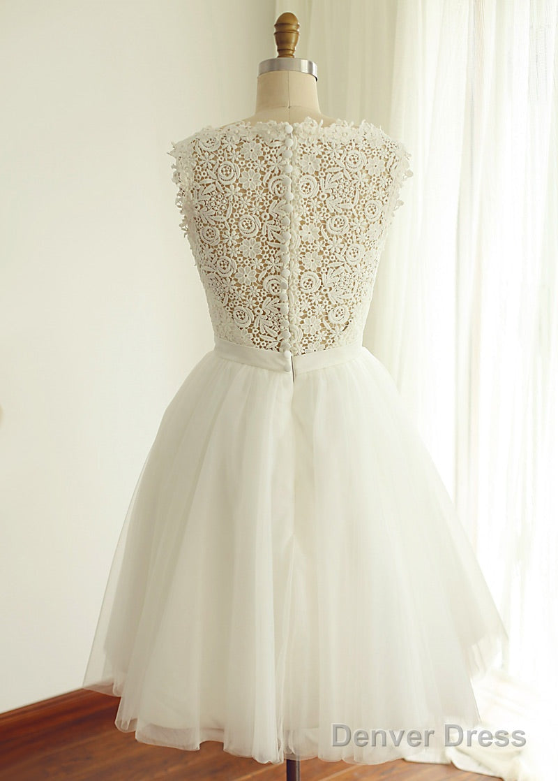 A-Line/Princess Lace Sleeveless Short Wedding Dresses With Beading Secondary image
