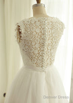A-Line/Princess Lace Sleeveless Short Wedding Dresses With Beading