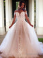 A Line Off The Shoulder Court Train Tulle Wedding Dresses