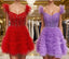 A Line Off The Shoulder Knee Length Tulle Homecoming Dresses with Cascading Ruffles