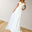 A Line Off The Shoulder Sweep Train Chiffon Prom Dresses With Appliques Lace