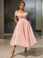 A Line Off The Shoulder Tea Length Homecoming Dresses