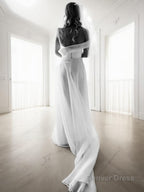 A Line One Shoulder Court Train Organza Wedding Dresses