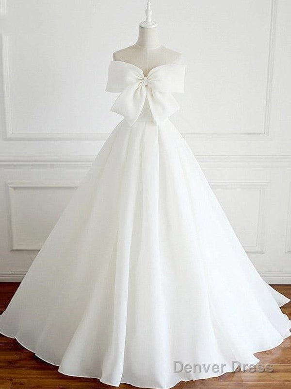 A-Line/Princess Satin Bowknot Sweetheart Sleeveless Floor-Length Wedding Dresses Secondary image