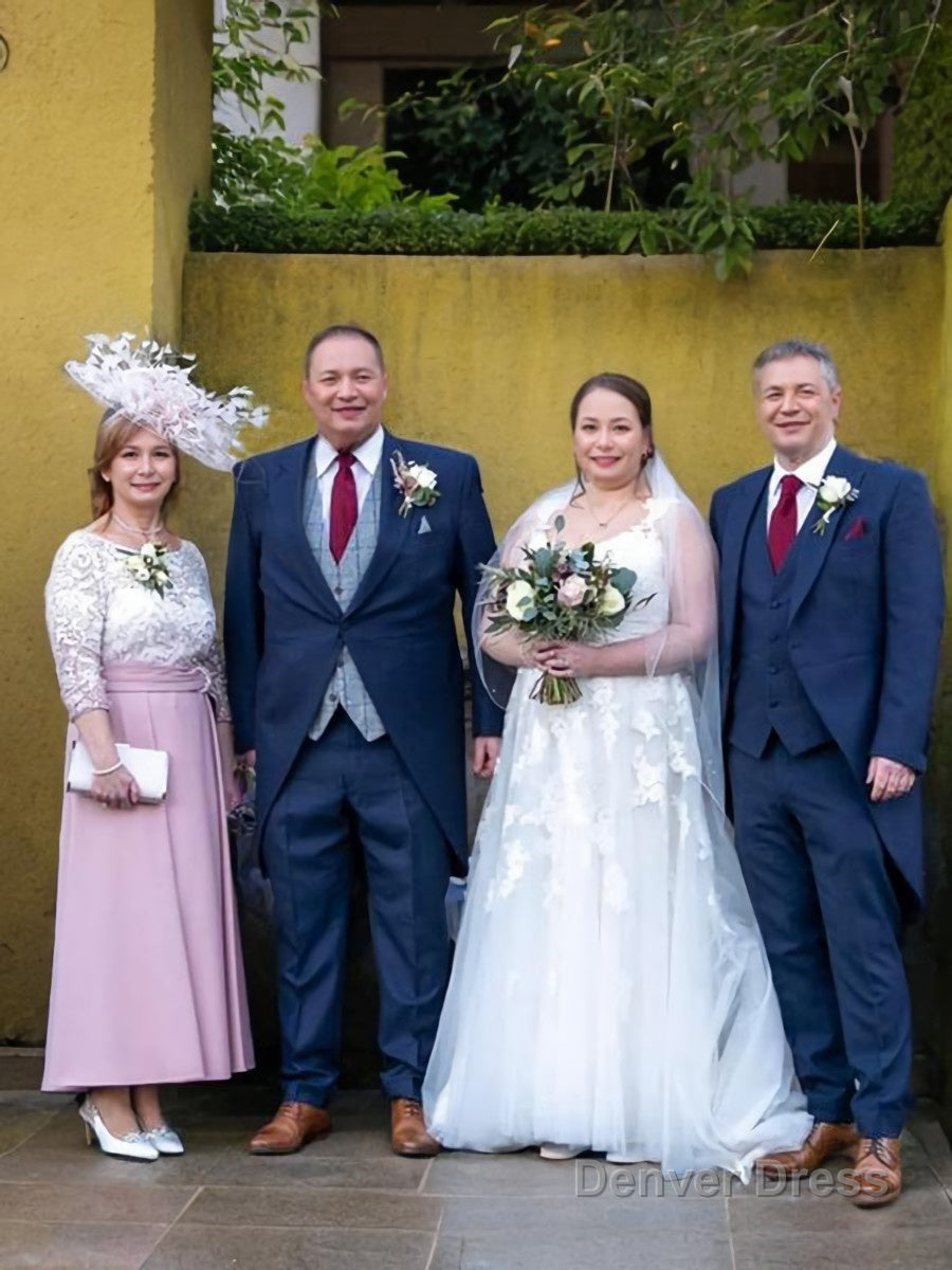 A-Line/Princess Scoop Ankle-Length Charmeuse Mother of the Bride Dresses With Applique Secondary image