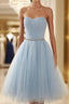 A Line Scoop Short Mini Tulle Homecoming Dresses With Beading