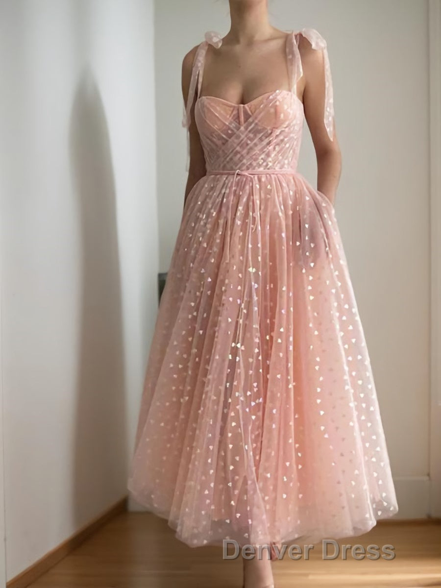 A Line Spaghetti Straps Ankle Length Homecoming Dresses Secondary image