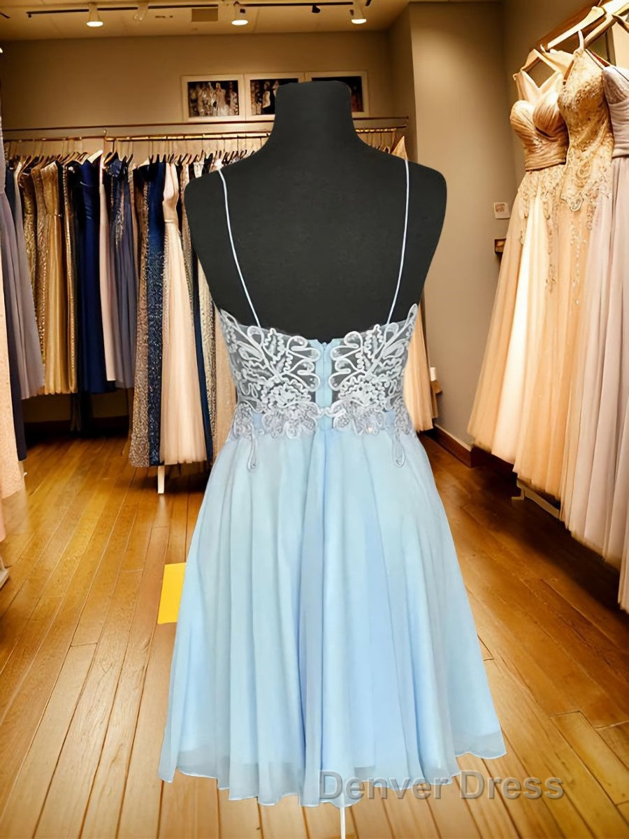 A Line Spaghetti Straps Short Mini Chiffon Homecoming Dresses Secondary image