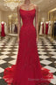 A Line Spaghetti Straps Sweep Train Tulle Prom Dresses With Appliques Lace