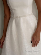 A Line Square Chapel Train Wedding Dresses
