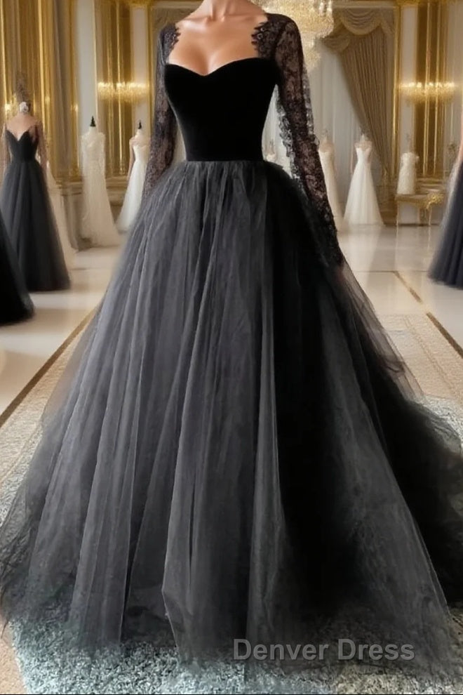 A-line/Princess Square Court Train Tulle Wedding Dresses with Appliques Lace