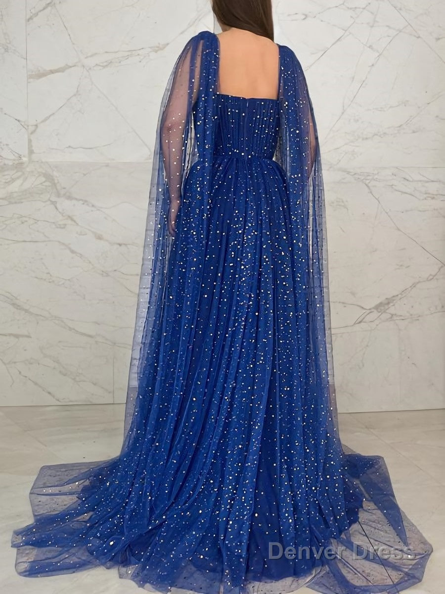 A Line Square Sweep Train Prom Dresses With Ruffles Secondary image