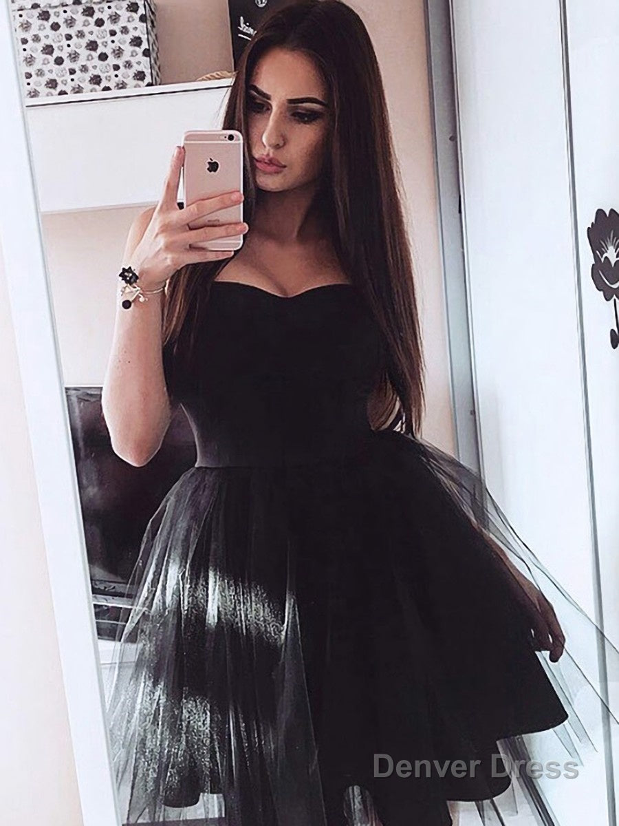 A Line Strapless Short Mini Satin Homecoming Dresses
