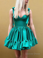 A Line Sweetheart Short Mini Taffeta Homecoming Dresses With Ruffles