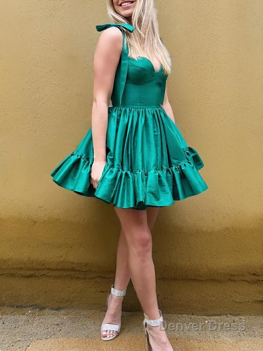 A Line Sweetheart Short Mini Taffeta Homecoming Dresses With Ruffles Secondary image