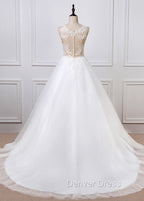 A-Line/Princess  Tulle  Appliques Lace Wedding Dresses