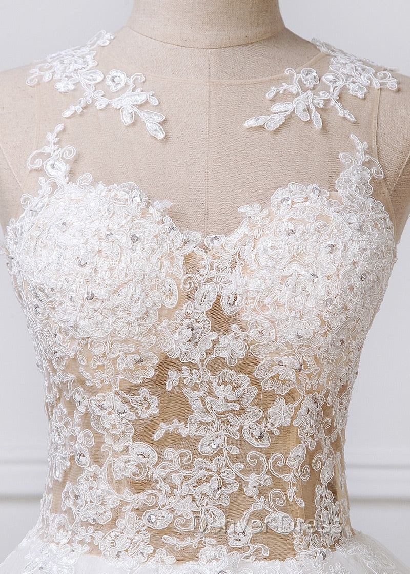 A-Line/Princess  Tulle  Appliques Lace Wedding Dresses