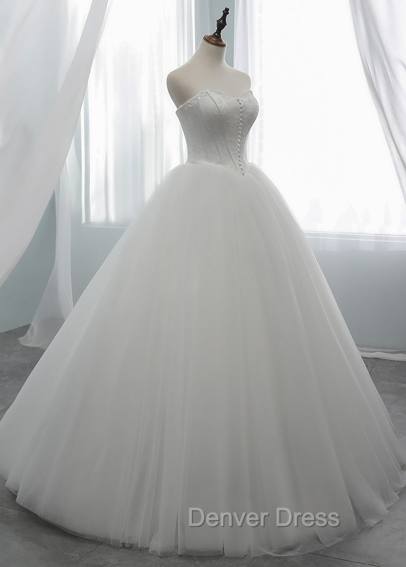 A Line Tulle Sweetheart Wedding Dresses Secondary image