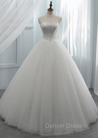 A Line Tulle Sweetheart Wedding Dresses