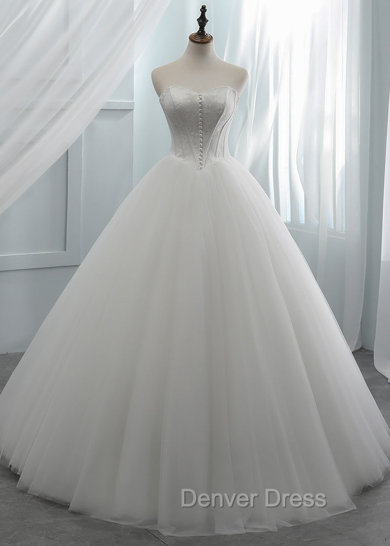 A Line Tulle Sweetheart Wedding Dresses