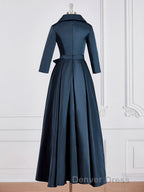 A Line V Neck Asymmetrical Satin Mother of the Bride Dresses With Belt Sash