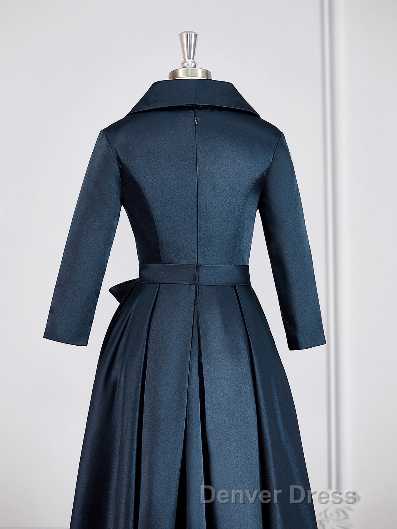 A Line V Neck Asymmetrical Satin Mother of the Bride Dresses With Belt Sash