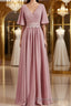 A-Line/Princess V-neck Chiffon Floor-Length Mother of the Bride Dresses