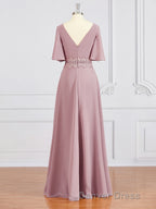 A-Line/Princess V-neck Chiffon Floor-Length Mother of the Bride Dresses