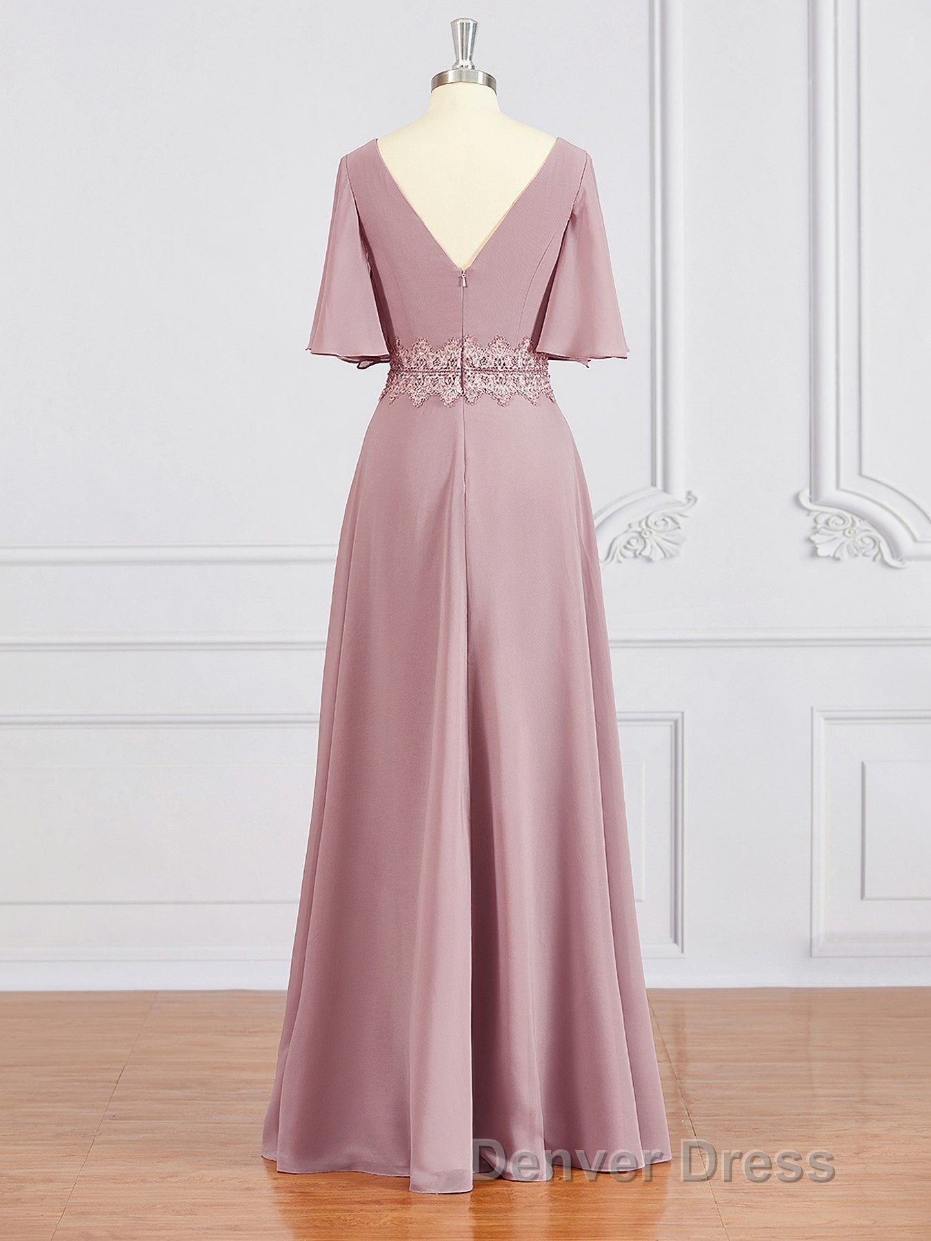 A-Line/Princess V-neck Chiffon Floor-Length Mother of the Bride Dresses