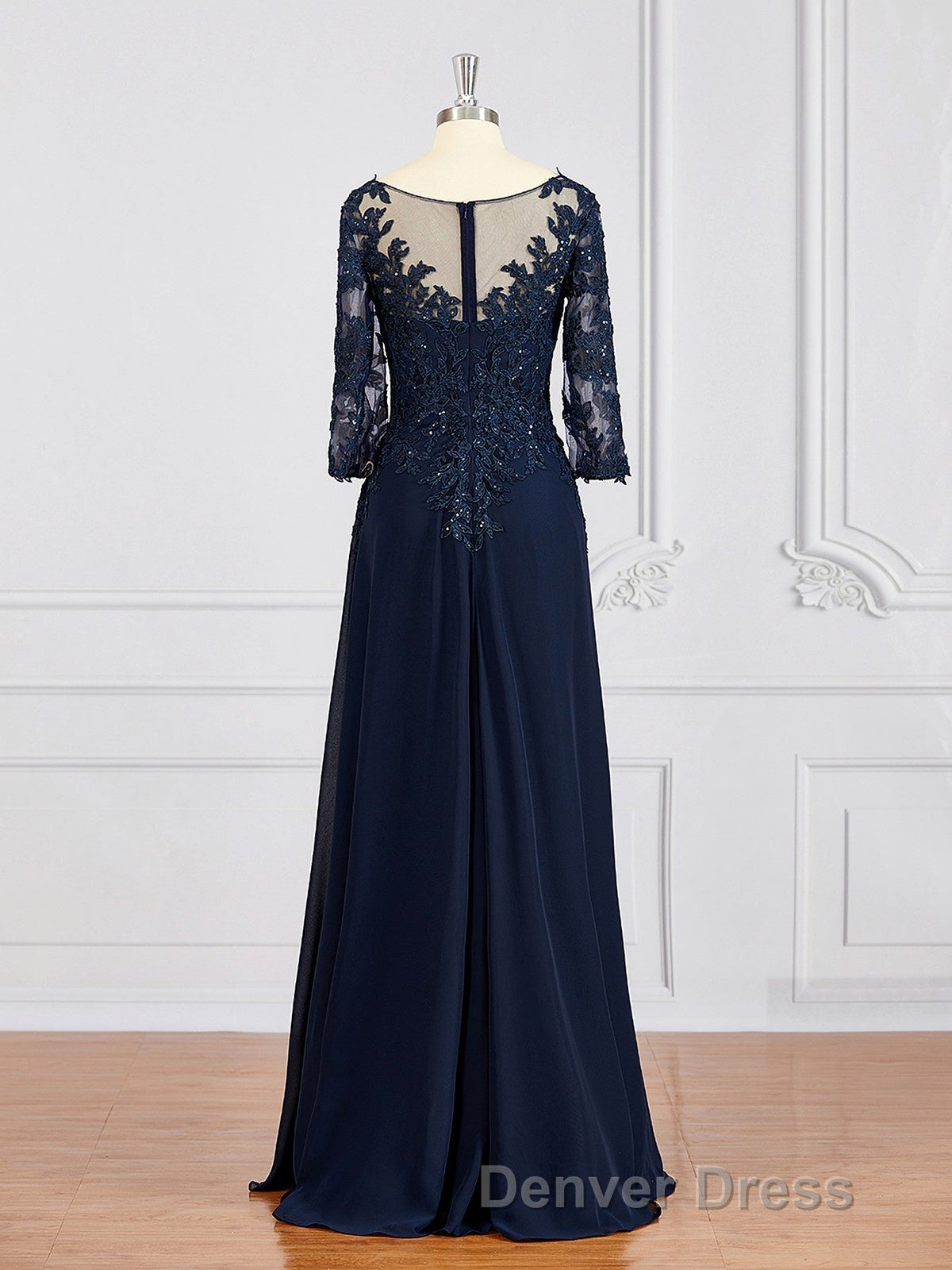 A-Line/Princess V-Neck Chiffon Mother of the Bride Ankle-Length Ruched long Sleeves main image 1