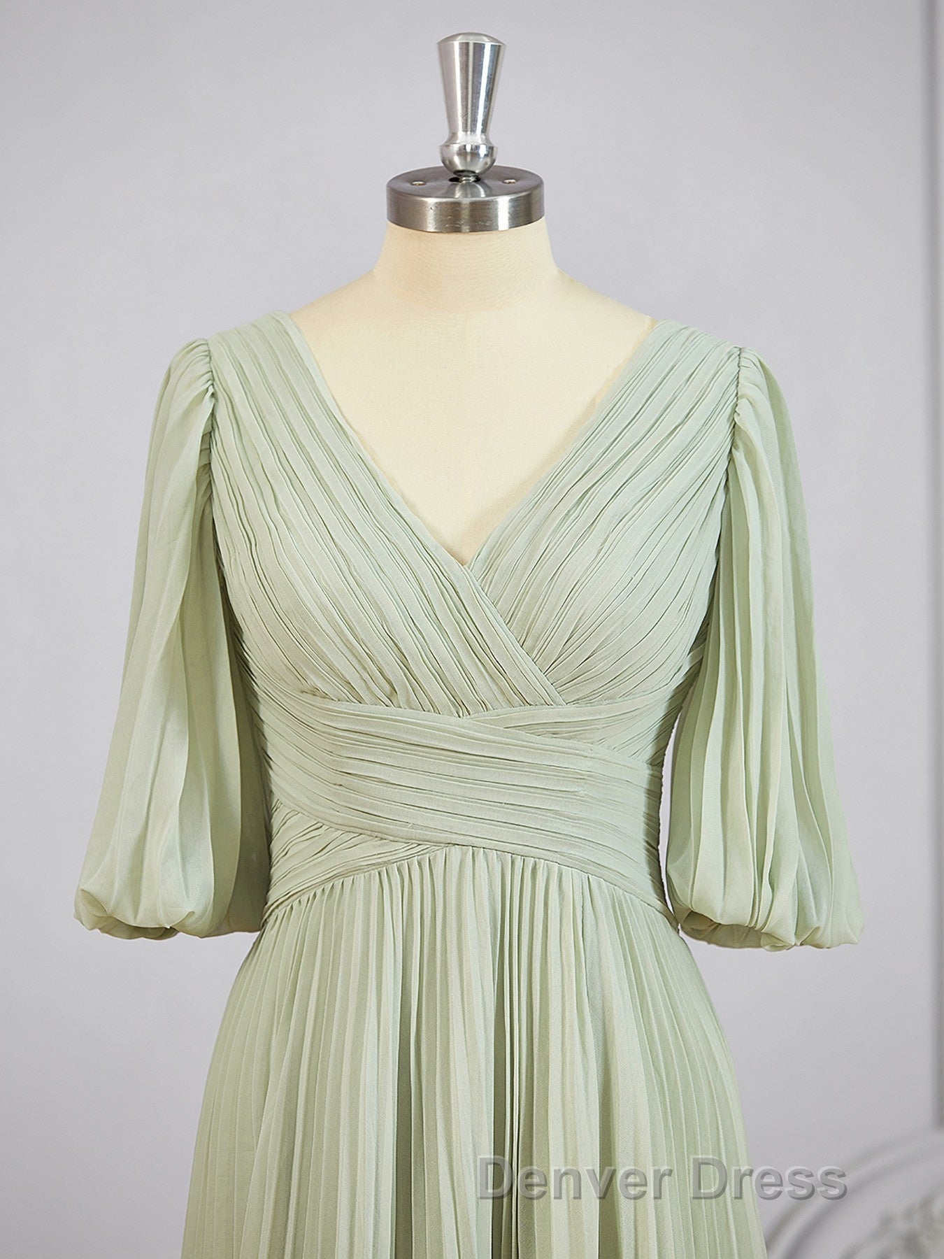 A Line V Neck Floor Length Chiffon Mother of the Bride Dresses