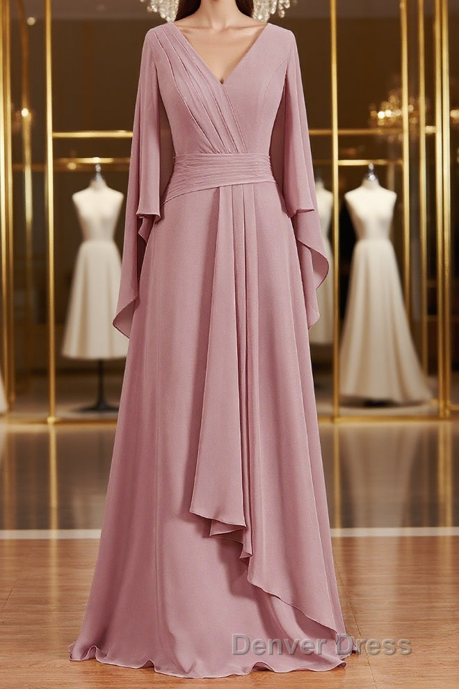 A-Line/Princess V-neck Floor-Length Chiffon Mother of the Bride Dresses Main image
