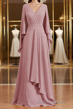 A-Line/Princess V-neck Floor-Length Chiffon Mother of the Bride Dresses