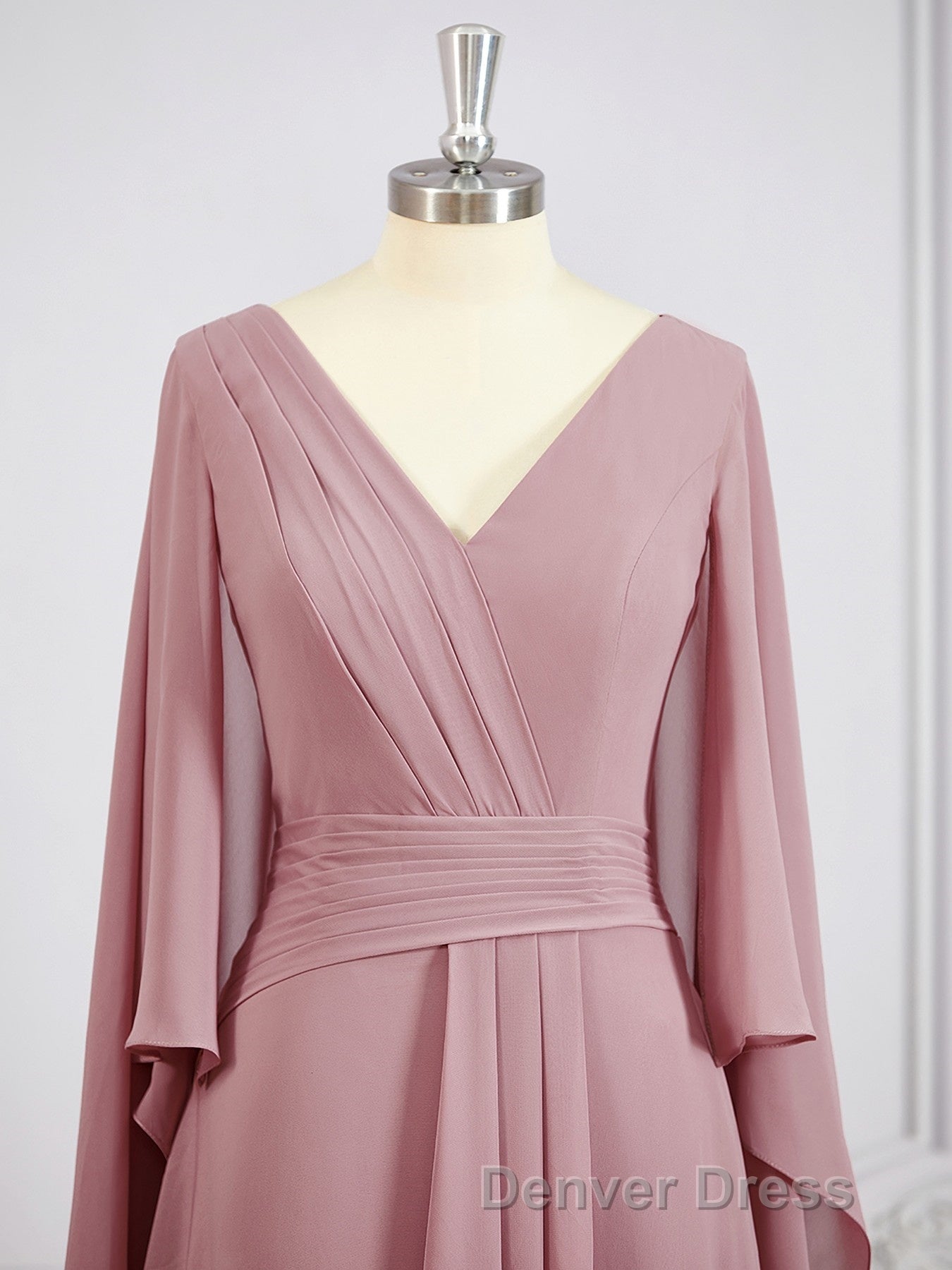 A Line V Neck Floor Length Chiffon Mother of the Bride Dresses