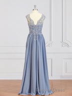 A-Line/Princess V-neck Floor-Length Chiffon Mother of the Bride Dresses With Appliques Lace
