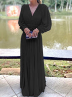 A Line V Neck Floor Length Chiffon Mother of the Bride Dresses With Ruffles