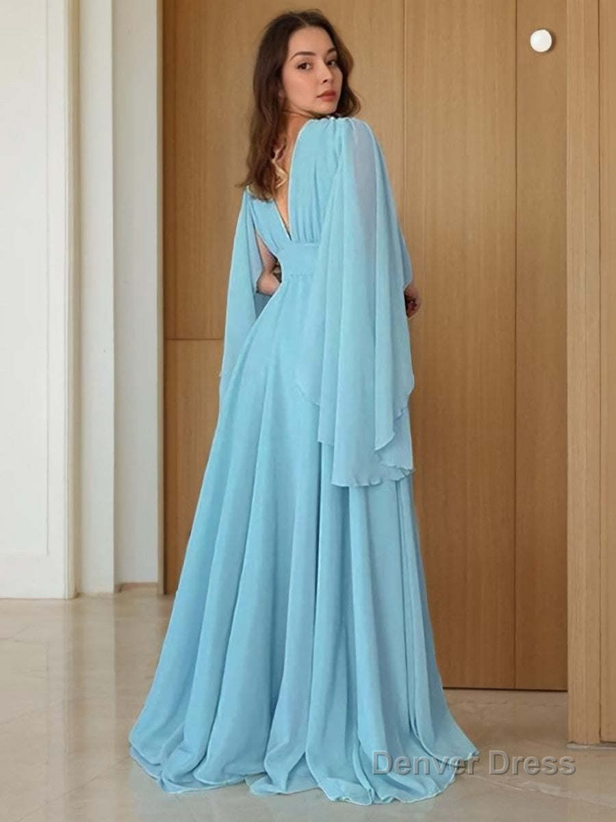 A-Line/Princess V-neck Floor-Length Chiffon Mother of the Bride Dresses With Ruffles Secondary image