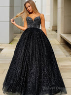 A Line V Neck Floor Length Prom Dresses