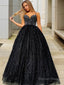 A Line V Neck Floor Length Prom Dresses
