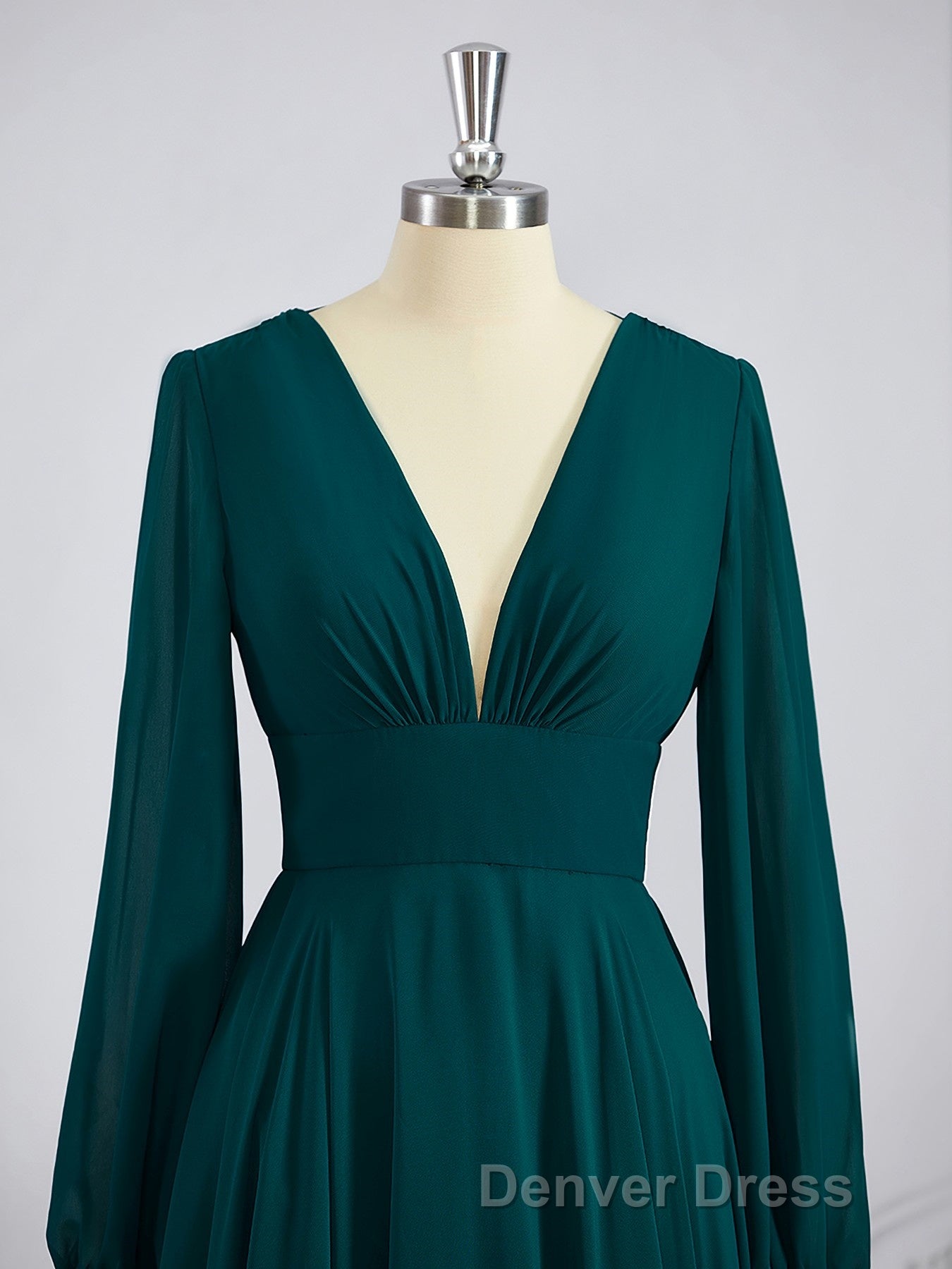 A Line V Neck Sweep Train Chiffon Bridesmaid Dresses Secondary image