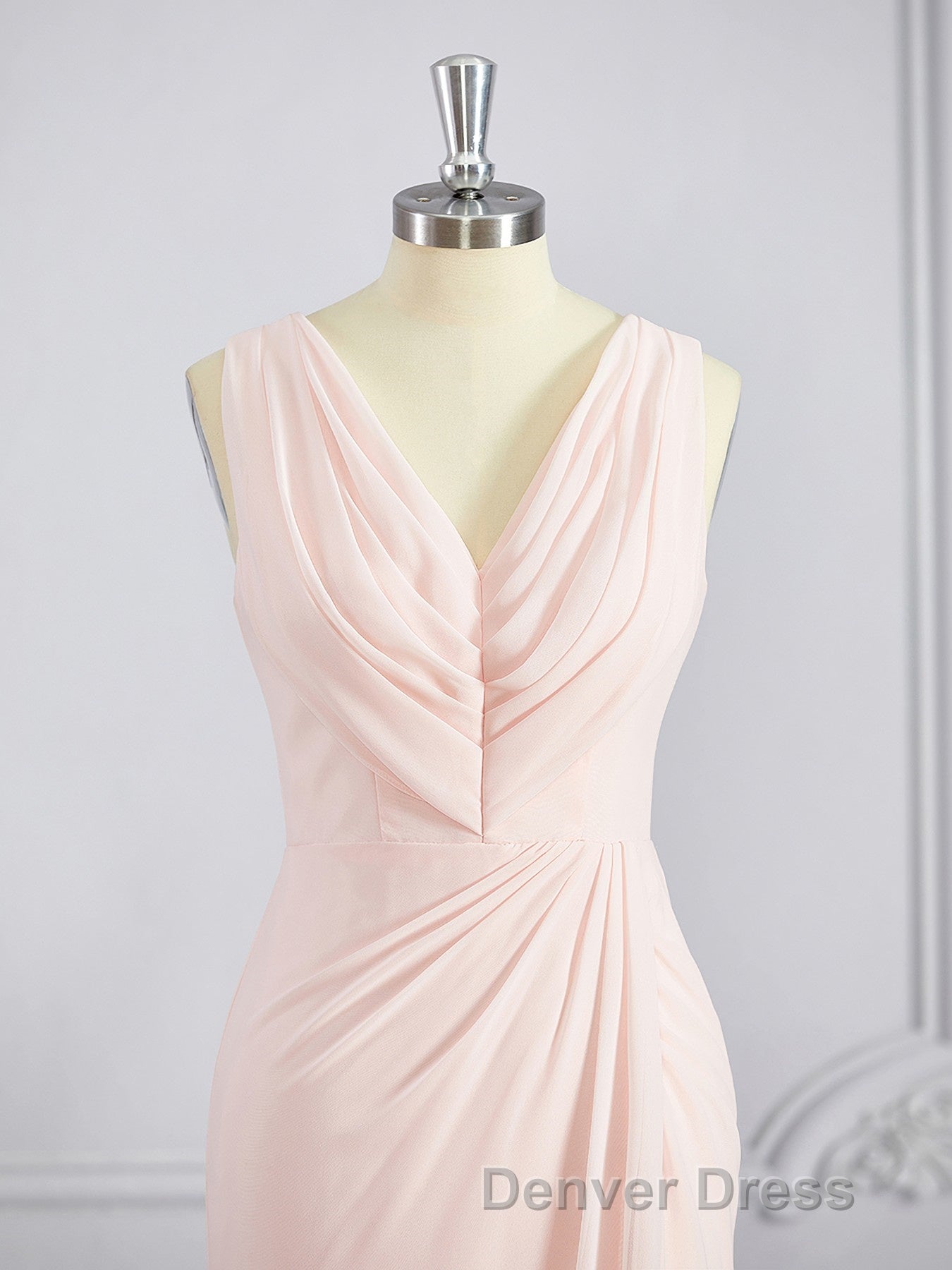 A Line V Neck Sweep Train Chiffon Bridesmaid Dresses Secondary image